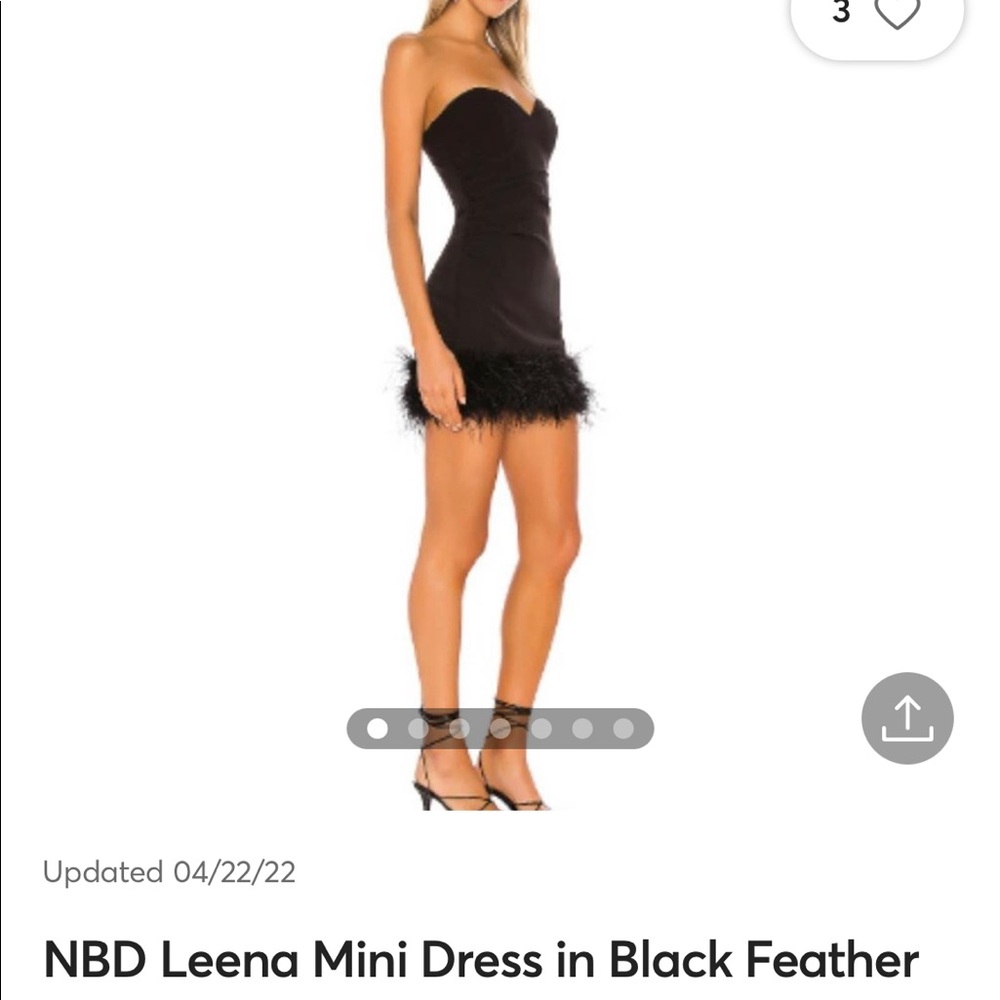 NBD Revolve black strapless with feathers dress